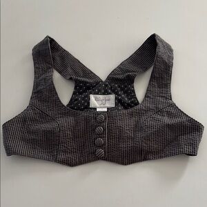 Lily + Jae Gray Striped Ribbed Crop Top/Vest Made in Canada
